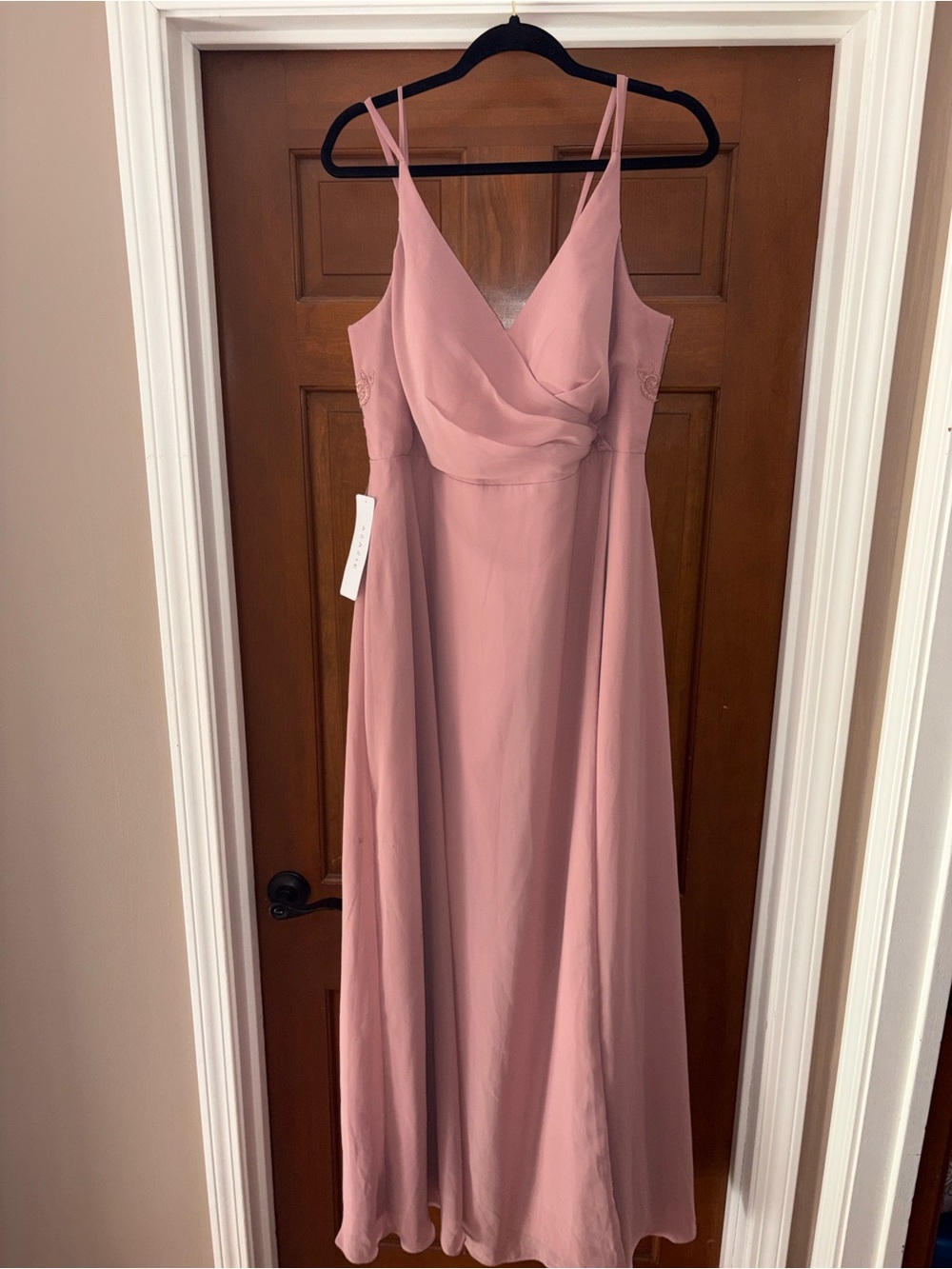 NWT Azazie Lennon Dusty Rose Lace Back Bridesmaid Dress - Size A16